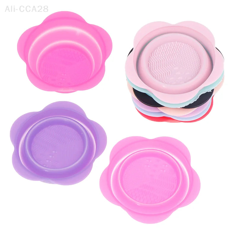 Silicone Makeup Brush Cleaner Folding Powder Puff Cleaning Bowl Eyeshadow Brushes Washing Soft Mat Beauty Tools Scrubber Box