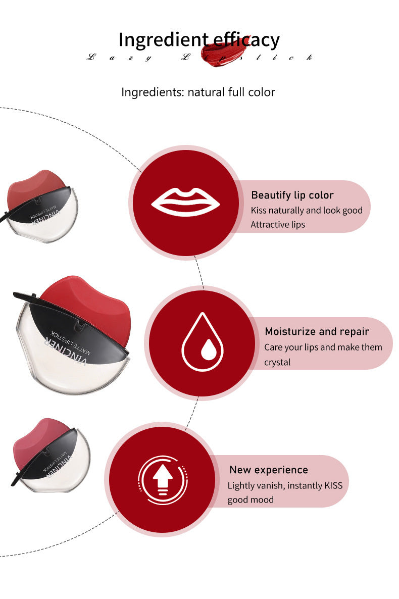 Lazy Lipstick Matte Lipstick Lazy Lipstick Beauty Waterproof Long-Lasting Lip Liquid Lipstick Lip Gloss Makeup High Pigmented Non-Stick Cup