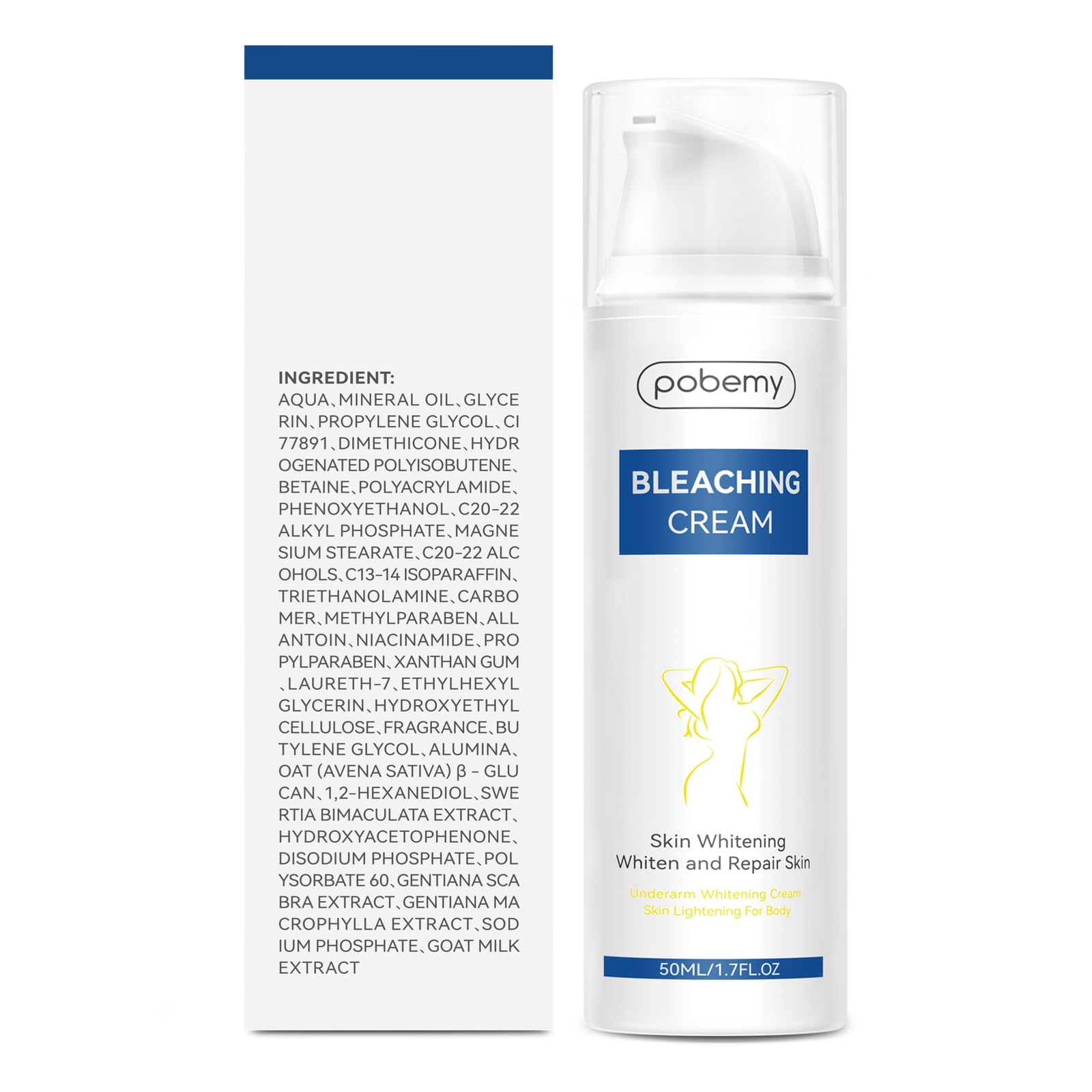 Skin Bleaching Cream for Intimate Areas & Body, Vitamin C Whitening for Underarms, Knees, Elbows, Inner Thighs, Bikini Line – Sensitive Skin Whitening Lightening Cream- 1.7FL OZ