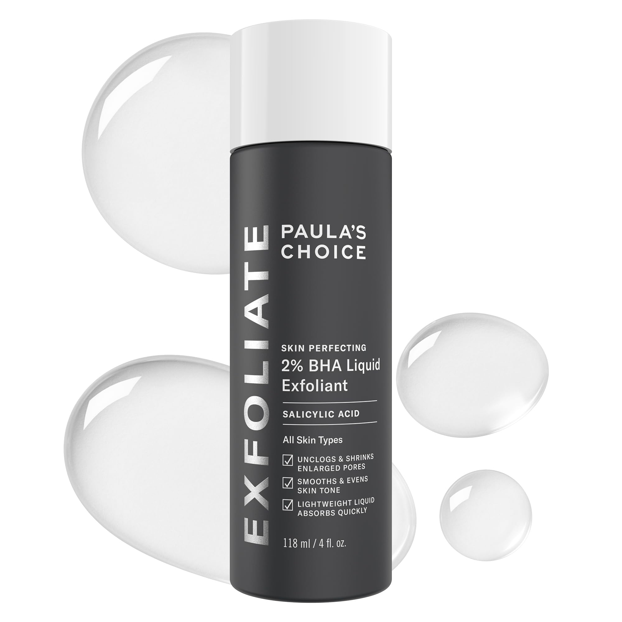 Paulas Choice--SKIN PERFECTING 2% BHA Liquid Salicylic Acid Exfoliant--Facial Exfoliant for Blackheads, Enlarged Pores, Wrinkles & Fine Lines, 4 oz Bottle