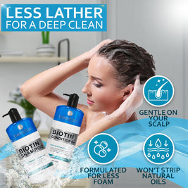Biotin Shampoo and Conditioner Set - Sulfate and Paraben Free Treatment for Men and Women - Hair Thickening Volumizing Products to Help Boost Thinning Hair with Added Keratin