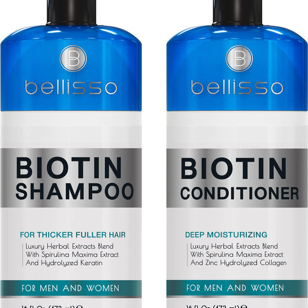 Biotin Shampoo and Conditioner Set - Sulfate and Paraben Free Treatment for Men and Women - Hair Thickening Volumizing Products to Help Boost Thinning Hair with Added Keratin