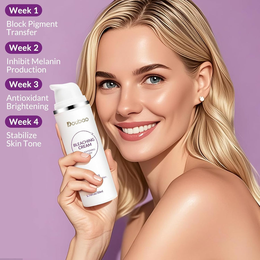 Skin Bleaching Cream for Dark Skin Lightening Underarm Whitening Cream Contain Vitamin C for Armpit, Knees, Elbows, Inner Thighs, and Bikini Area (1.76 fl.oz)