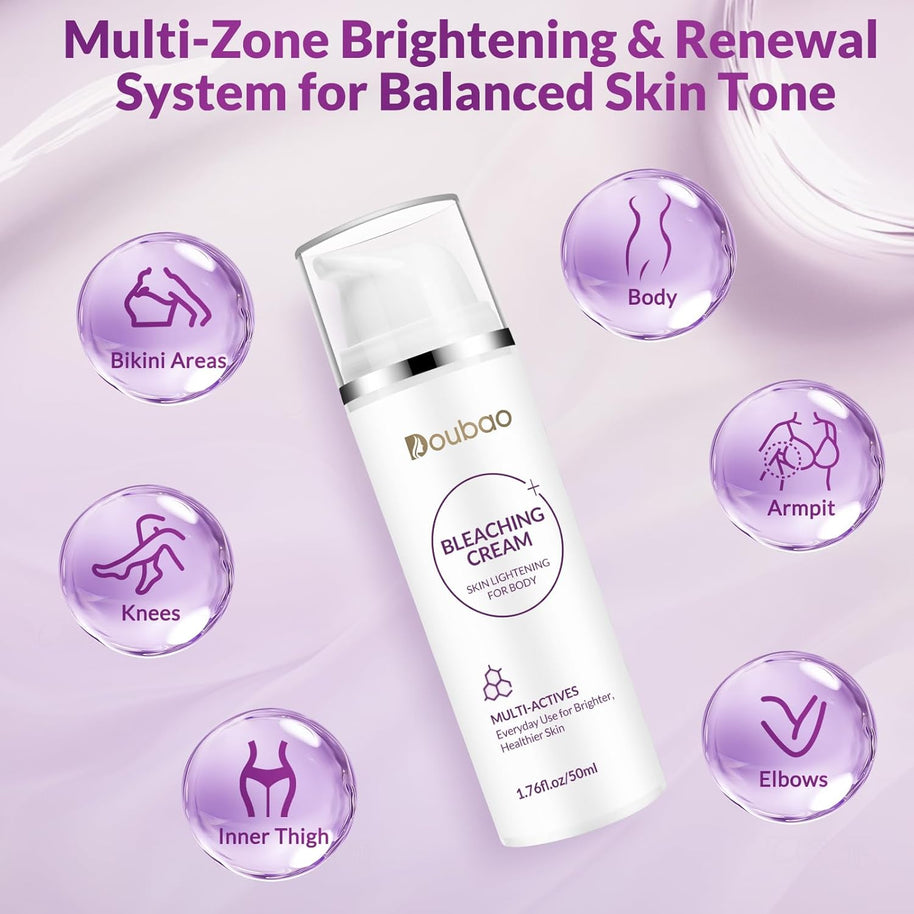 Skin Bleaching Cream for Dark Skin Lightening Underarm Whitening Cream Contain Vitamin C for Armpit, Knees, Elbows, Inner Thighs, and Bikini Area (1.76 fl.oz)