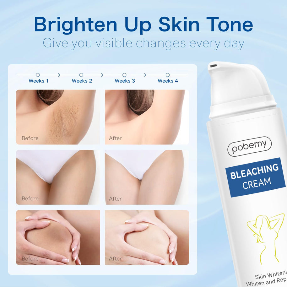 Skin Bleaching Cream for Intimate Areas & Body, Vitamin C Whitening for Underarms, Knees, Elbows, Inner Thighs, Bikini Line – Sensitive Skin Whitening Lightening Cream- 1.7FL OZ