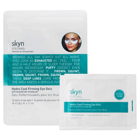 skyn ICELAND Hydro Cool Firming Under Eye Patches with Peptides and Coenzyme Q10 Instant Cooling Relief for Tired Puffy Eyes, 16 Pairs