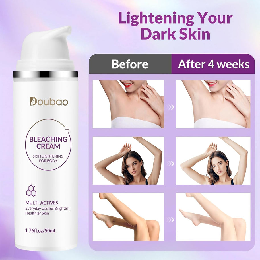 Skin Bleaching Cream for Dark Skin Lightening Underarm Whitening Cream Contain Vitamin C for Armpit, Knees, Elbows, Inner Thighs, and Bikini Area (1.76 fl.oz)