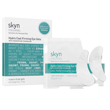 skyn ICELAND Hydro Cool Firming Under Eye Patches with Peptides and Coenzyme Q10 Instant Cooling Relief for Tired Puffy Eyes, 16 Pairs