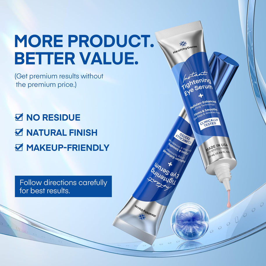Instant Under Eye Lift Serum - Reduces Eye Bags, Wrinkles, Puffy Eyes, Dark Circles & Crow’s Feet in Minutes - Advanced Firming Polysaccharide Formula for Mature Skin - 20 mL