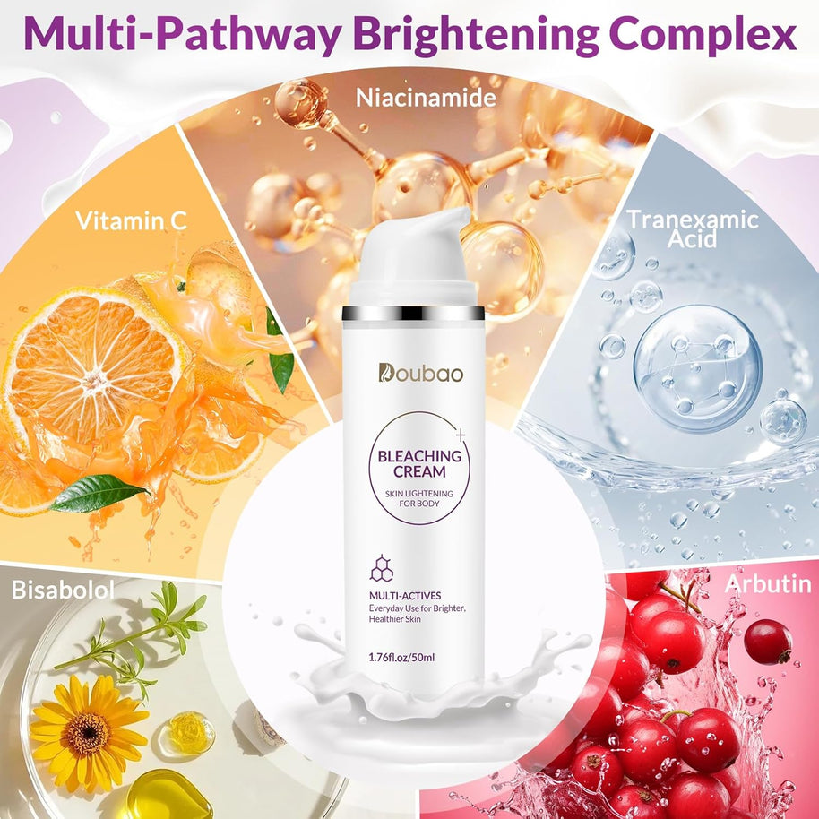 Skin Bleaching Cream for Dark Skin Lightening Underarm Whitening Cream Contain Vitamin C for Armpit, Knees, Elbows, Inner Thighs, and Bikini Area (1.76 fl.oz)