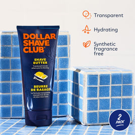 Dollar Shave Club | Shave Butter 2-Pack | For Sensitive Skin, A Translucent Shaving Cream & Gel Alternative, Designed For A Gentle Glide, Helps To Fight Razor Bumps and Ingrown Hairs, Blue