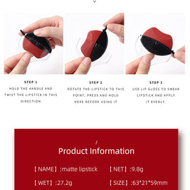 Lazy Lipstick Matte Lipstick Lazy Lipstick Beauty Waterproof Long-Lasting Lip Liquid Lipstick Lip Gloss Makeup High Pigmented Non-Stick Cup