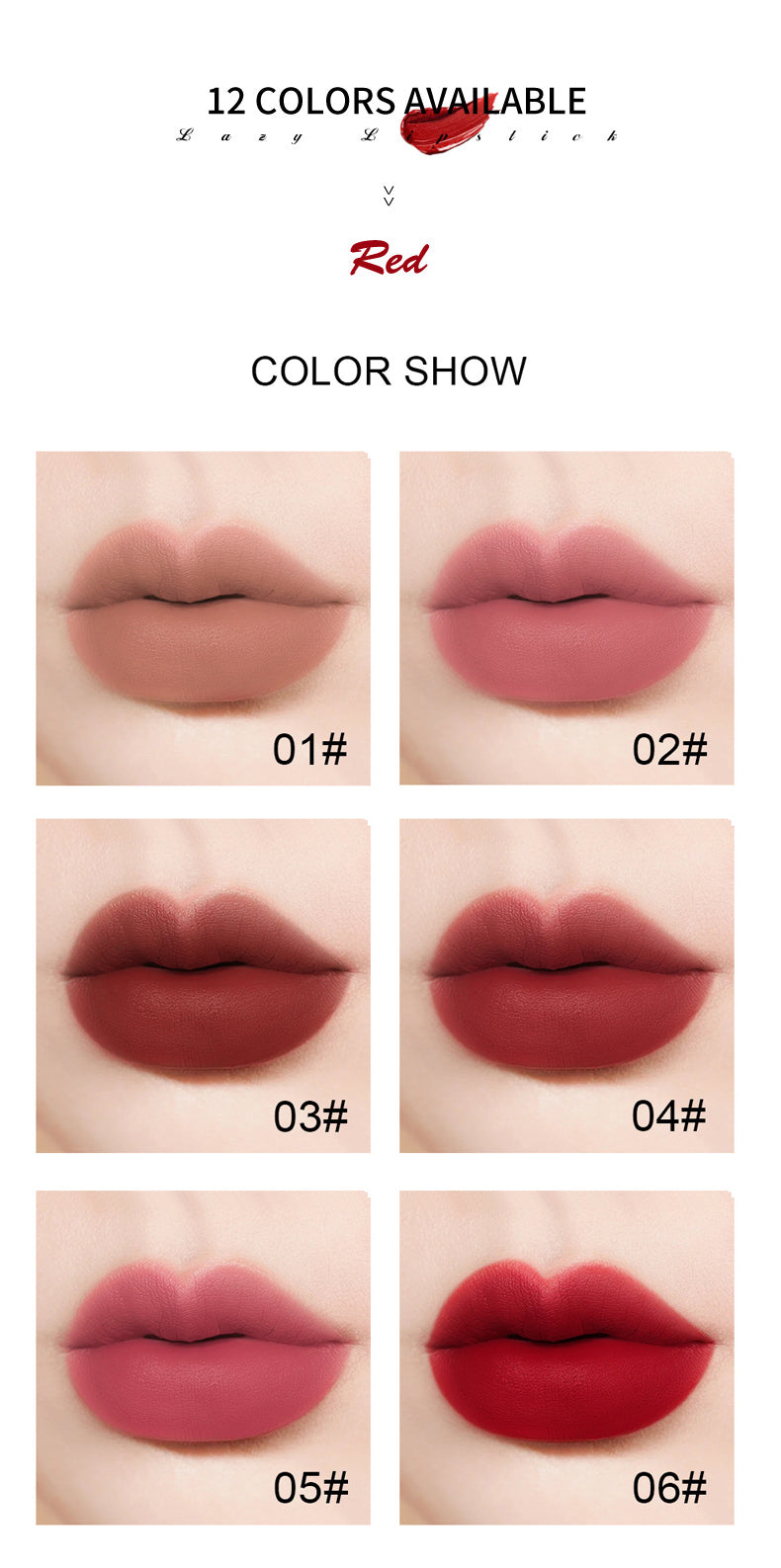 Lazy Lipstick Matte Lipstick Lazy Lipstick Beauty Waterproof Long-Lasting Lip Liquid Lipstick Lip Gloss Makeup High Pigmented Non-Stick Cup