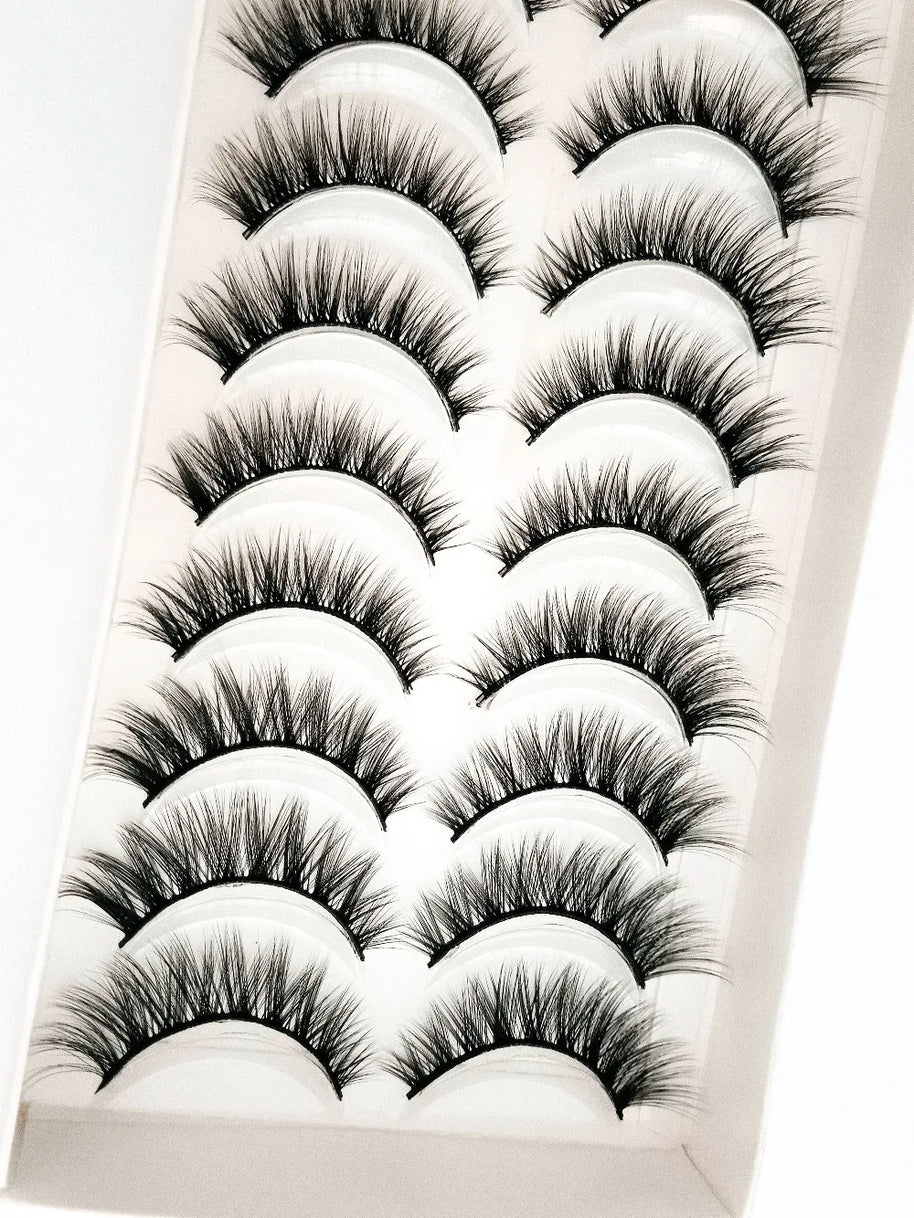 NEW 10 Pairs Natural False Eyelashes Fake Lashes Long Makeup 3d Mink Lashes Extension Eyelash Mink Eyelashes for Beauty 54