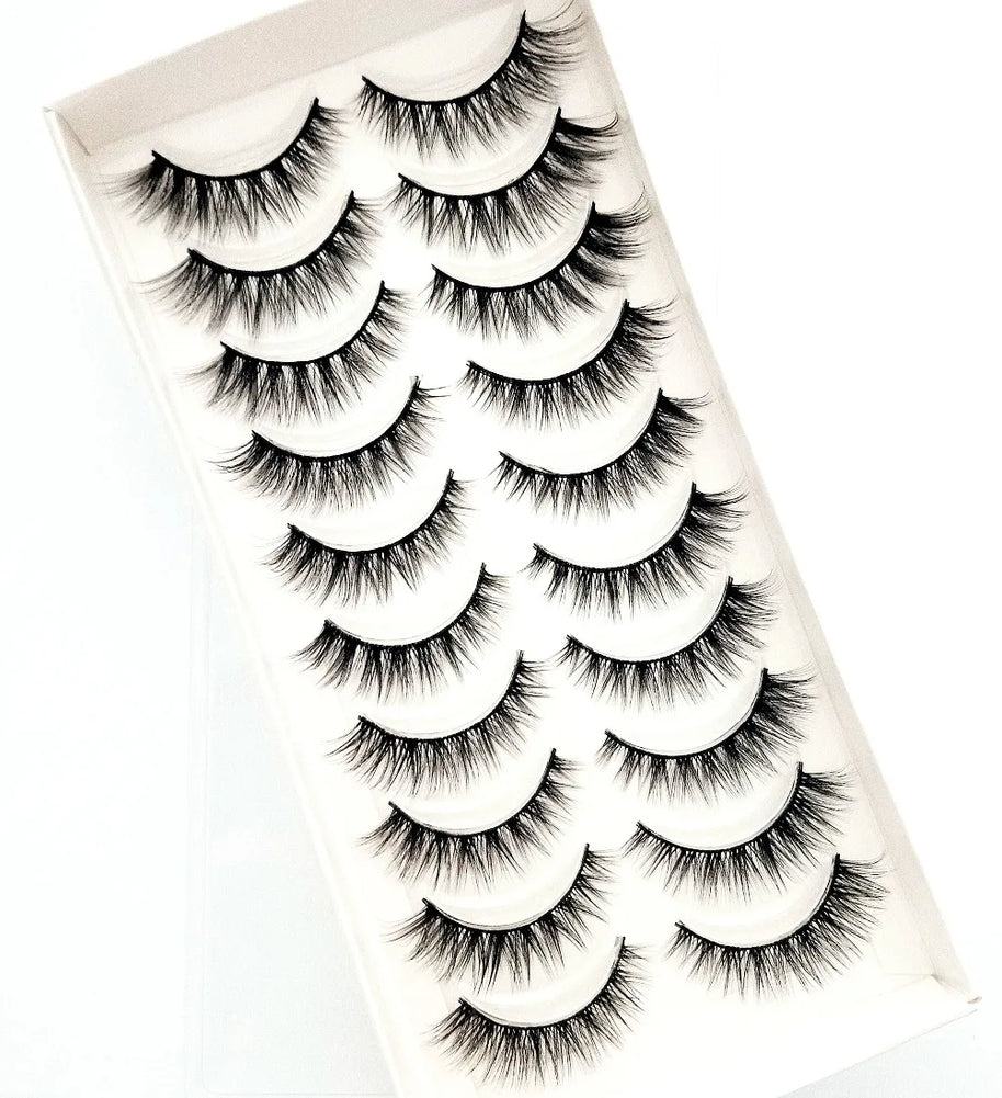 NEW 10 Pairs Natural False Eyelashes Fake Lashes Long Makeup 3d Mink Lashes Extension Eyelash Mink Eyelashes for Beauty 54