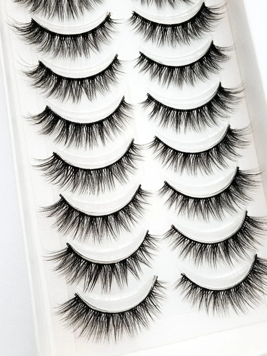 NEW 10 Pairs Natural False Eyelashes Fake Lashes Long Makeup 3d Mink Lashes Extension Eyelash Mink Eyelashes for Beauty 54