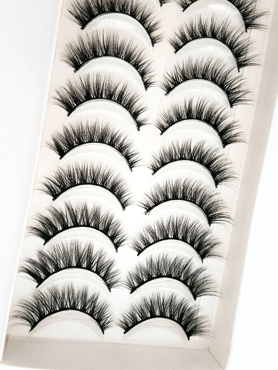NEW 10 Pairs Natural False Eyelashes Fake Lashes Long Makeup 3d Mink Lashes Extension Eyelash Mink Eyelashes for Beauty 54