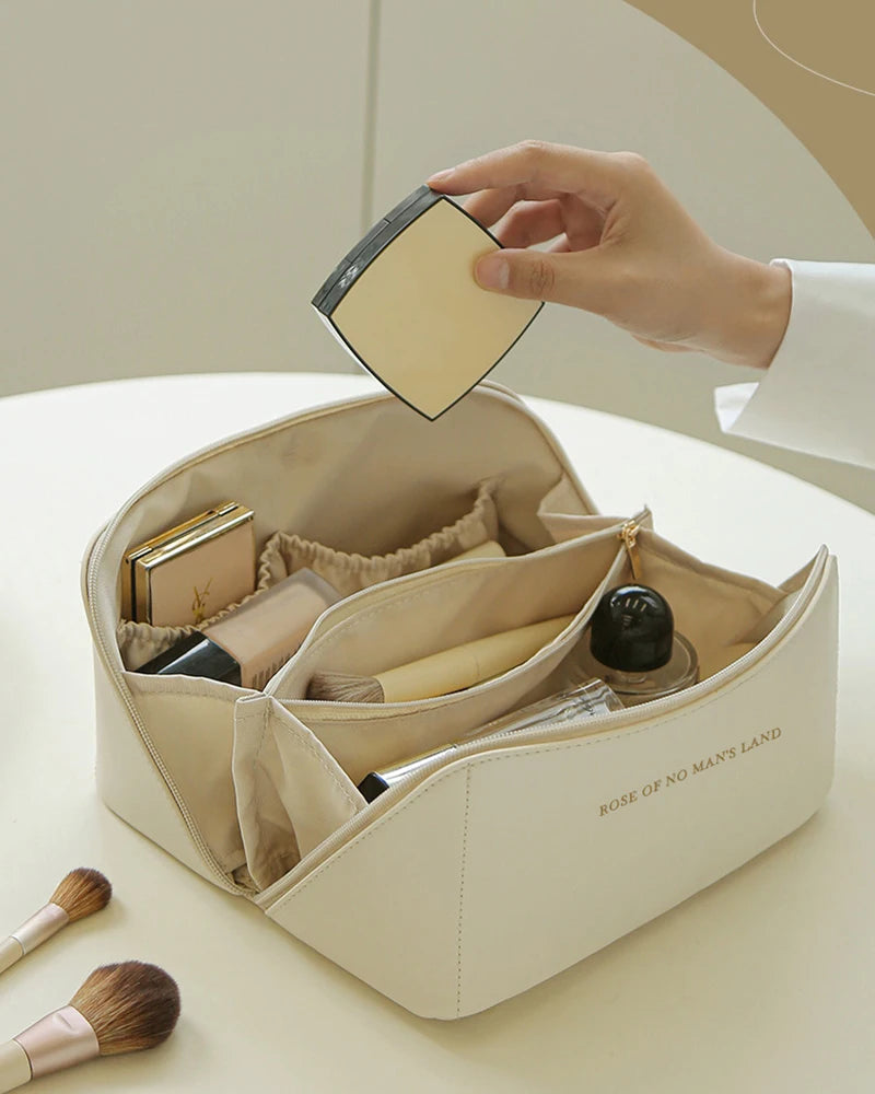 Cosmetic Bags For Women Elegant PU Leather Make Up Pouch Travel Toiletries Organizer Storage Hangbag Korean Carry-on Makeup Tote