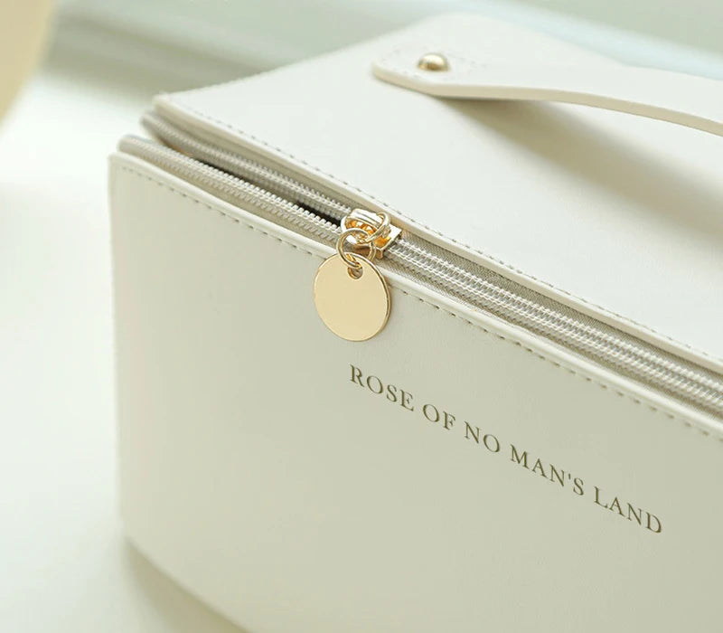 Cosmetic Bags For Women Elegant PU Leather Make Up Pouch Travel Toiletries Organizer Storage Hangbag Korean Carry-on Makeup Tote