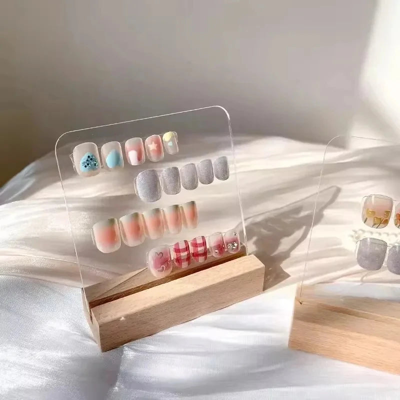 Nail Ins Log Display Stand Desktop Wear Nail Works Live Background Storage Display Board Transparent Acrylic Nails Art Tools