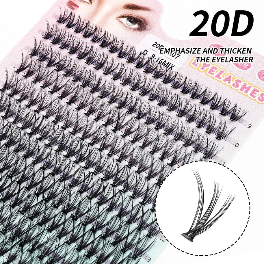 Russian Eyelash Extensions, Individual Lashes, 14 Rows, 10D, 20D, 30D, 40D, 14 Rows, 9-16mm, Natural Thick, New, 280 Pcs