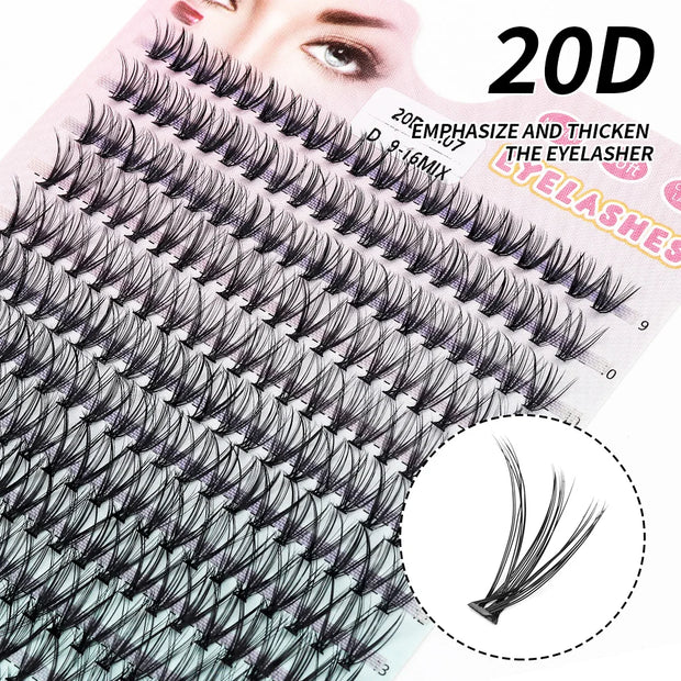 Russian Eyelash Extensions, Individual Lashes, 14 Rows, 10D, 20D, 30D, 40D, 14 Rows, 9-16mm, Natural Thick, New, 280 Pcs