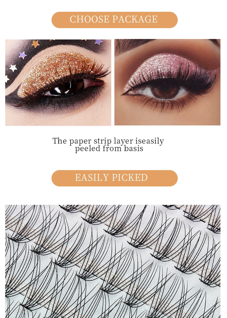 Russian Eyelash Extensions, Individual Lashes, 14 Rows, 10D, 20D, 30D, 40D, 14 Rows, 9-16mm, Natural Thick, New, 280 Pcs