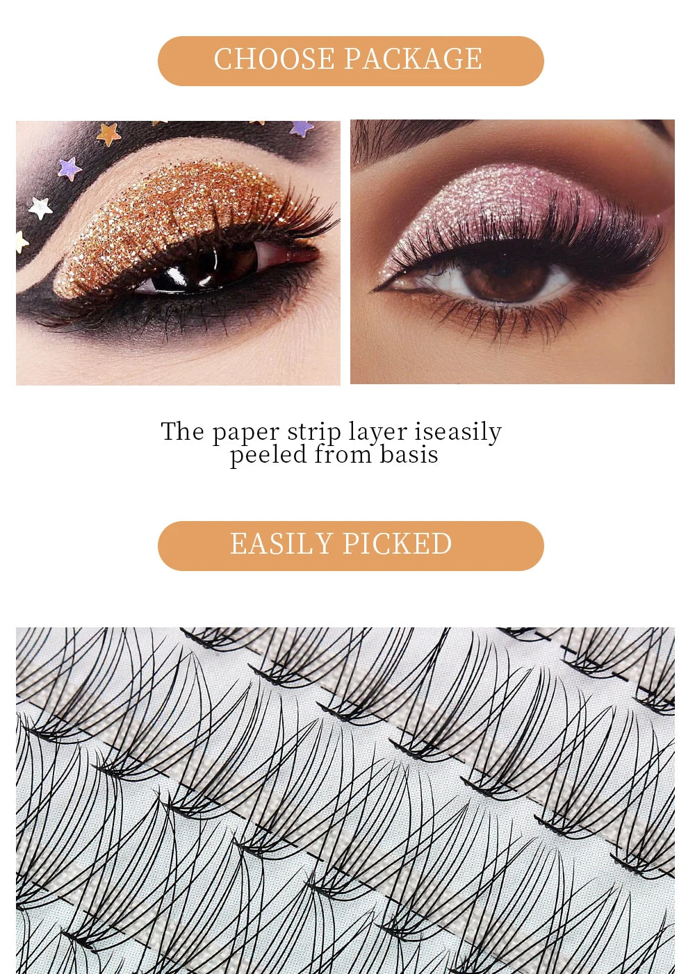 Russian Eyelash Extensions, Individual Lashes, 14 Rows, 10D, 20D, 30D, 40D, 14 Rows, 9-16mm, Natural Thick, New, 280 Pcs
