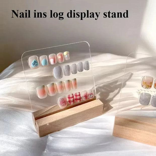 Nail Ins Log Display Stand Desktop Wear Nail Works Live Background Storage Display Board Transparent Acrylic Nails Art Tools