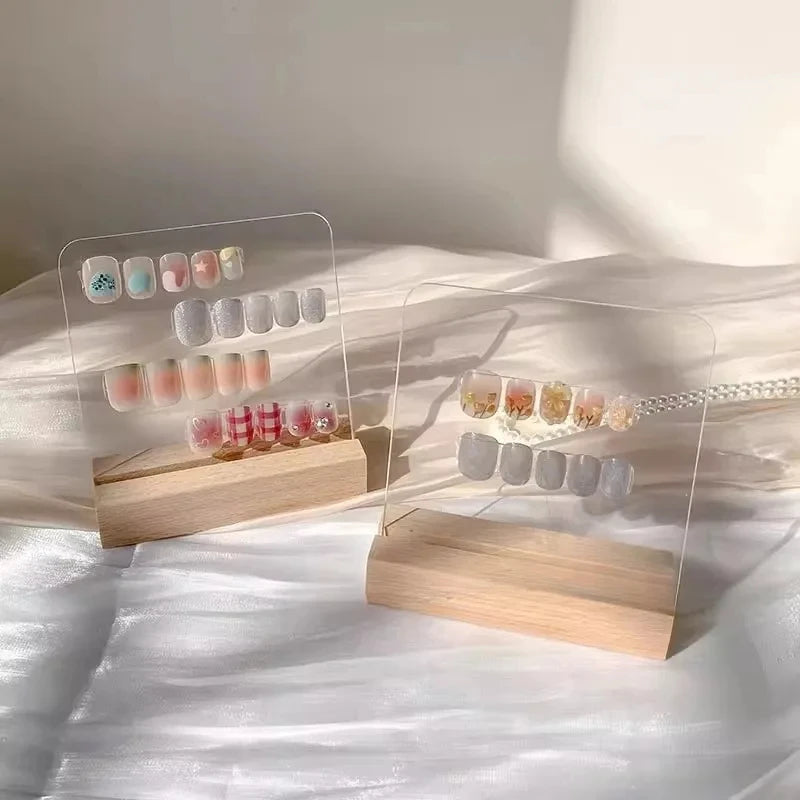Nail Ins Log Display Stand Desktop Wear Nail Works Live Background Storage Display Board Transparent Acrylic Nails Art Tools