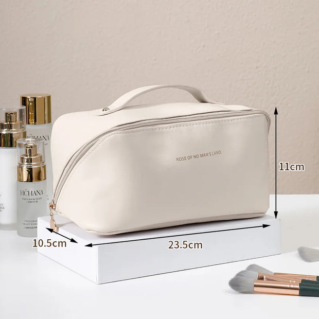 Large-Capacity Travel Cosmetic Bag Portable PU Makeup Pouch Women Waterproof Bathroom Wash Handbag Multi-functional