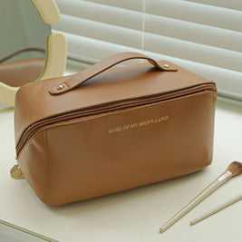 Cosmetic Bags For Women Elegant PU Leather Make Up Pouch Travel Toiletries Organizer Storage Hangbag Korean Carry-on Makeup Tote