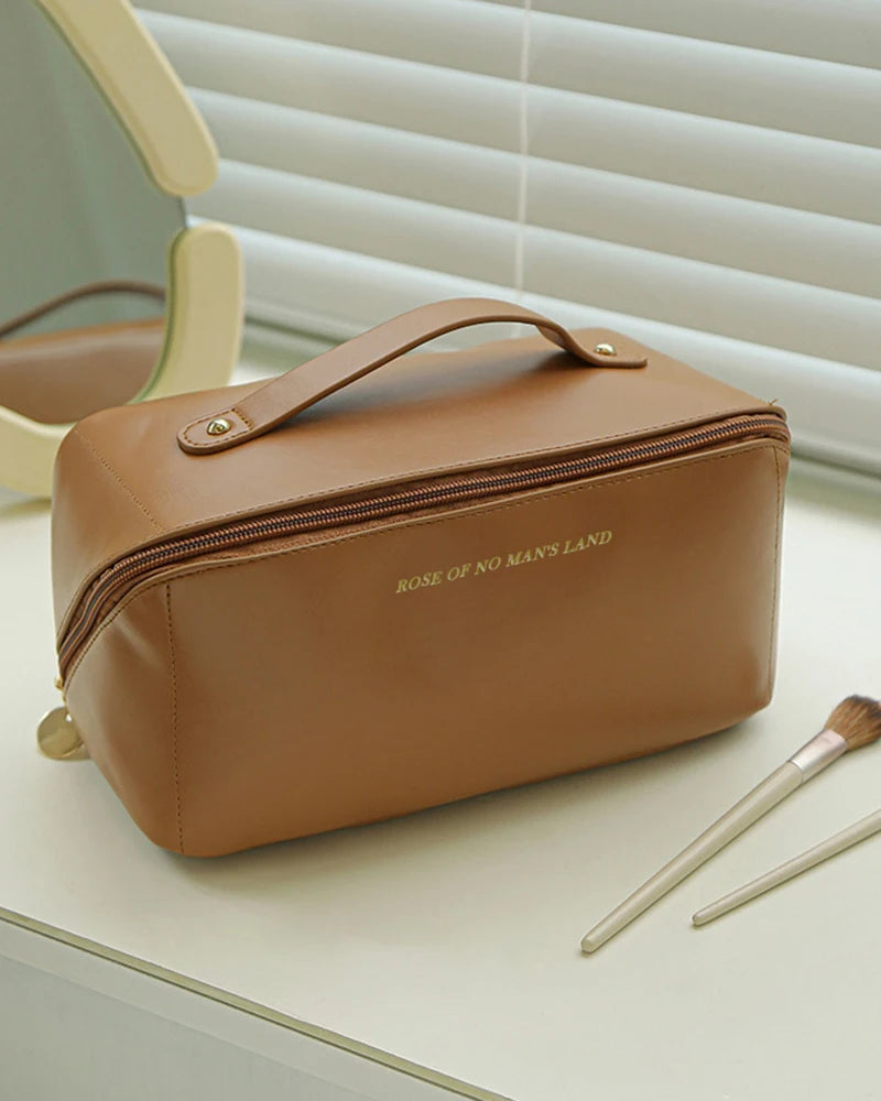 Cosmetic Bags For Women Elegant PU Leather Make Up Pouch Travel Toiletries Organizer Storage Hangbag Korean Carry-on Makeup Tote