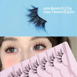 7 Pairs of Thick And Slender Eyelashes With Elongated and Comfortable Black Cotton Thread and Crossed Fishtail, Half Eye False E