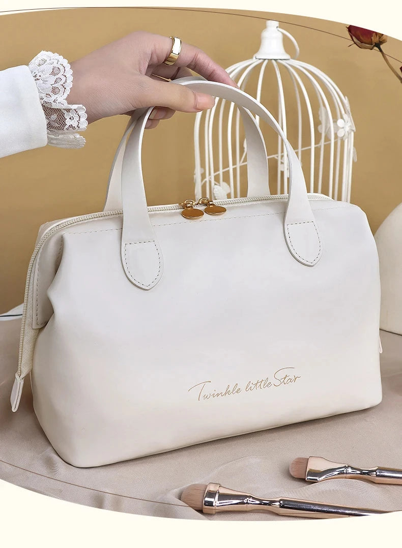 Large-Capacity Travel Cosmetic Bag Portable PU Makeup Pouch Women Waterproof Bathroom Washbag Multifunctional Toiletry Kit