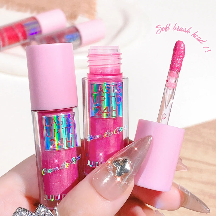 Long-Lasting Lip Gloss - Moisturizing, Lightweight & Sparkling Finish in Classic Red, Elegant Nude & Sweet Pink Shades