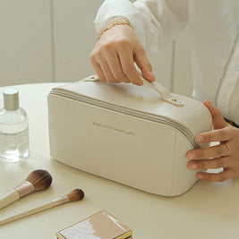 Cosmetic Bags For Women Elegant PU Leather Make Up Pouch Travel Toiletries Organizer Storage Hangbag Korean Carry-on Makeup Tote