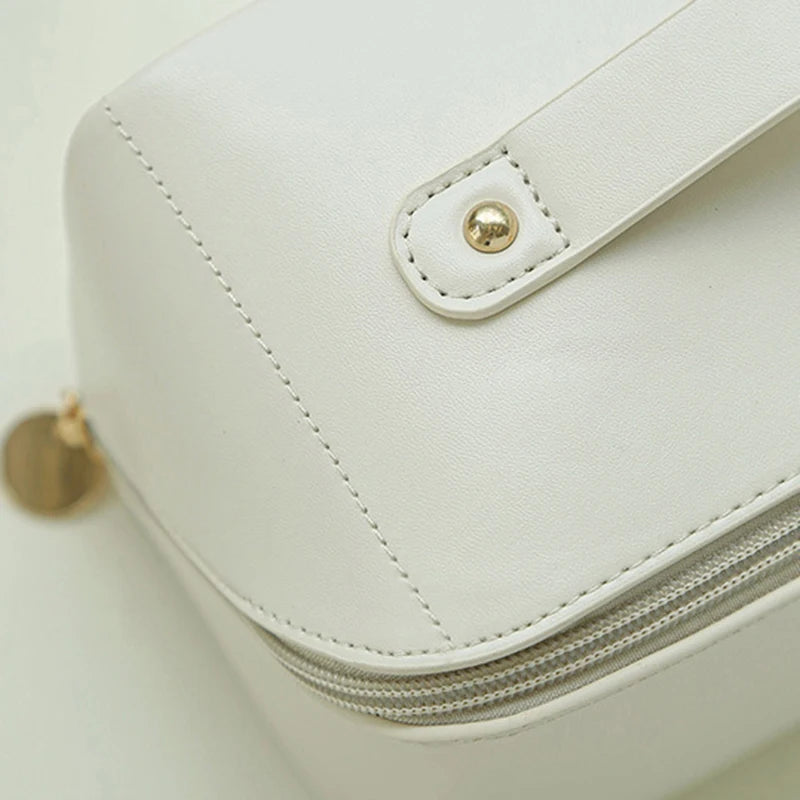 Cosmetic Bags For Women Elegant PU Leather Make Up Pouch Travel Toiletries Organizer Storage Hangbag Korean Carry-on Makeup Tote