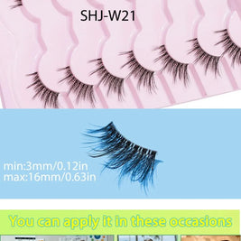 7 Pairs of Thick And Slender Eyelashes With Elongated and Comfortable Black Cotton Thread and Crossed Fishtail, Half Eye False E