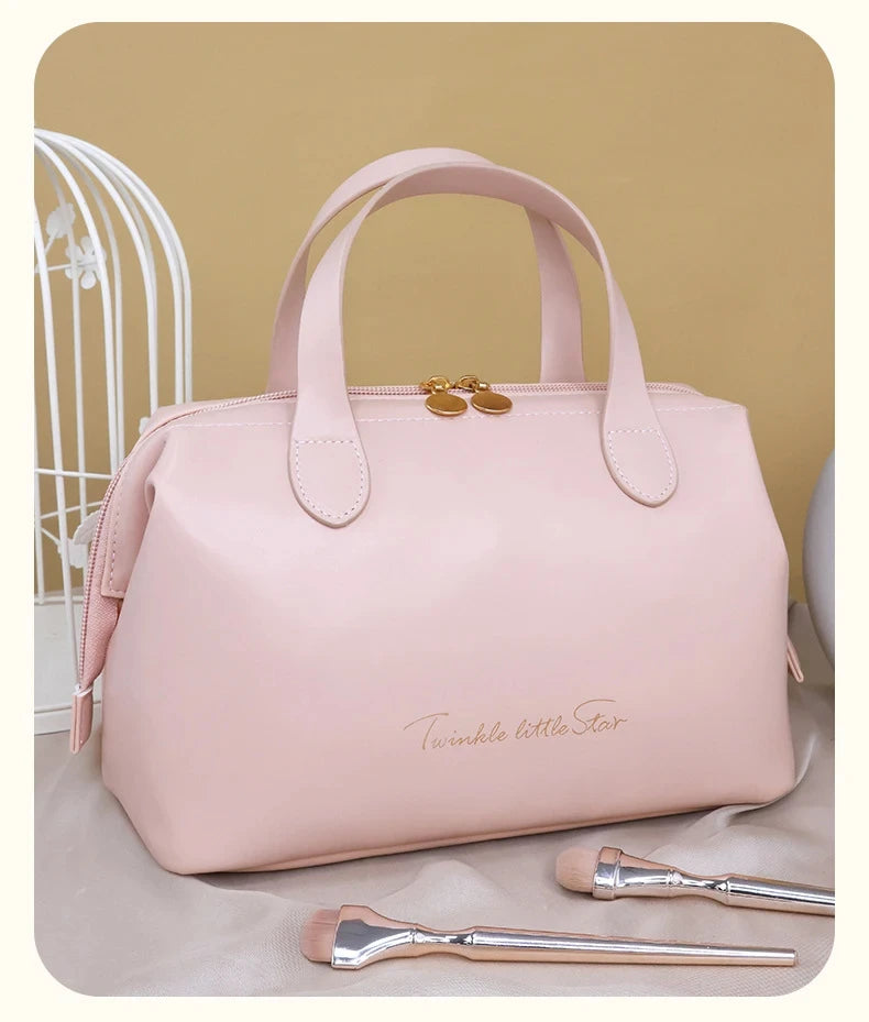 Large-Capacity Travel Cosmetic Bag Portable PU Makeup Pouch Women Waterproof Bathroom Washbag Multifunctional Toiletry Kit