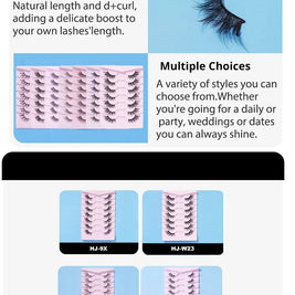 7 Pairs of Thick And Slender Eyelashes With Elongated and Comfortable Black Cotton Thread and Crossed Fishtail, Half Eye False E