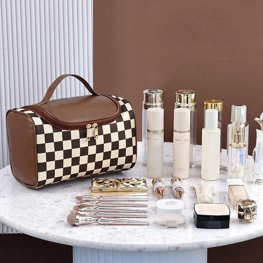 1pc PU Makeup Bag For Women Toiletries Organizer Waterproof Travel Make Up Pouch Female Large Capacity Portable Cosmetic Case