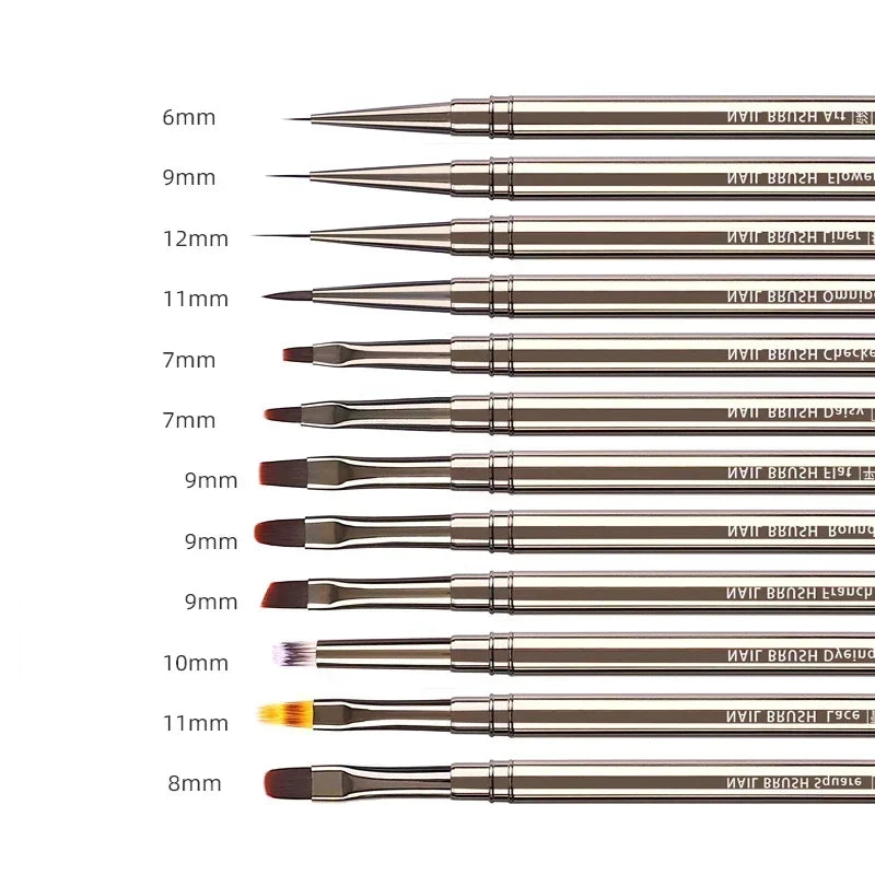 Nails Art Brush Pen 3D Tips Pattern Phototherapy Acrylic UV Gel Extension Builder Coating Painting Liner Brushes Manicure Tools