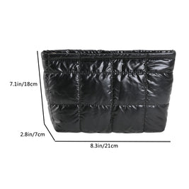 Women's Makeup Pouch Quilted Padded Cosmetic Pouch Puffer Cotton Ladies Storage Bags Down Checkered Fashion Clutch Bag Organizer