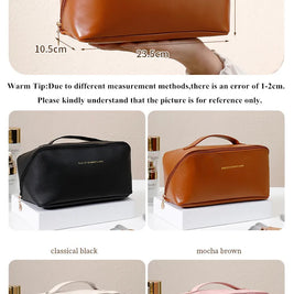 Large-Capacity Travel Cosmetic Bag Portable PU Makeup Pouch Women Waterproof Bathroom Wash Handbag Multi-functional