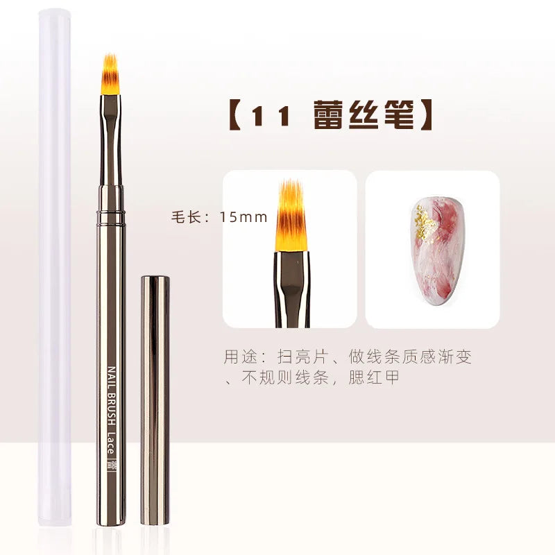 Nails Art Brush Pen 3D Tips Pattern Phototherapy Acrylic UV Gel Extension Builder Coating Painting Liner Brushes Manicure Tools