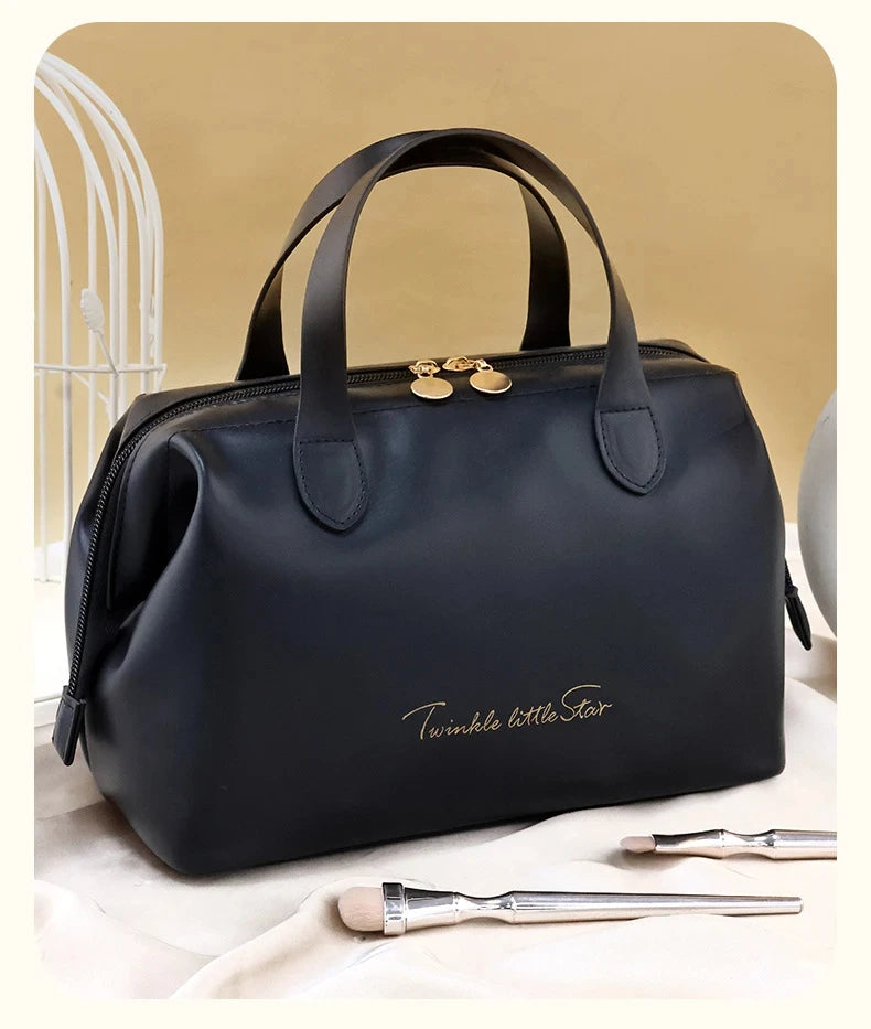 Large-Capacity Travel Cosmetic Bag Portable PU Makeup Pouch Women Waterproof Bathroom Washbag Multifunctional Toiletry Kit