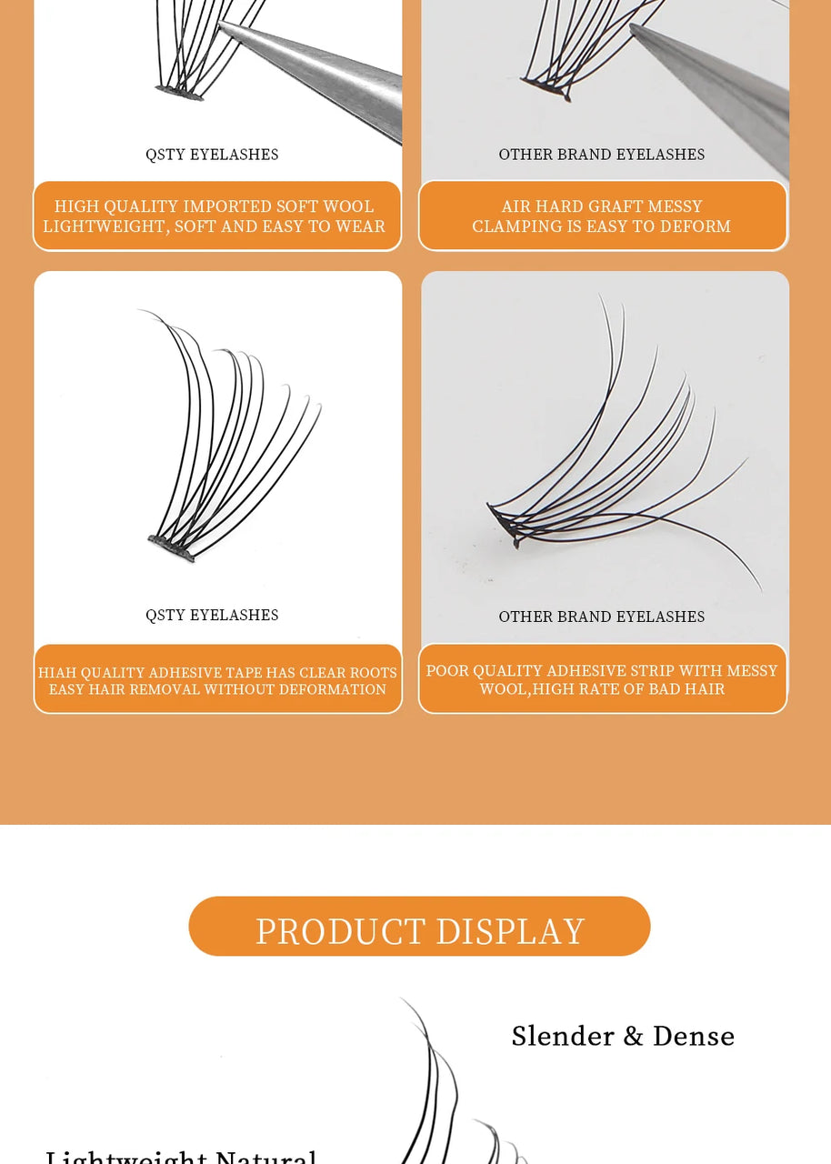 Russian Eyelash Extensions, Individual Lashes, 14 Rows, 10D, 20D, 30D, 40D, 14 Rows, 9-16mm, Natural Thick, New, 280 Pcs
