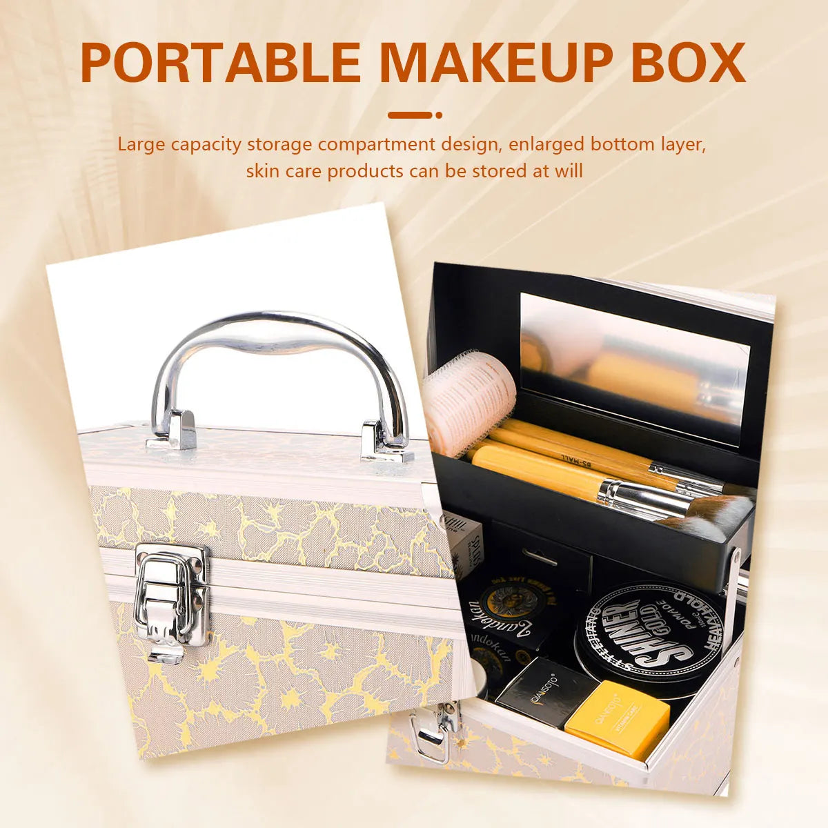 Small-Scale Portable Makeup Organizer Suitcase Make Up Tools Nail Storage Case Beauty Artist Travel Box Waterproof Supplies
