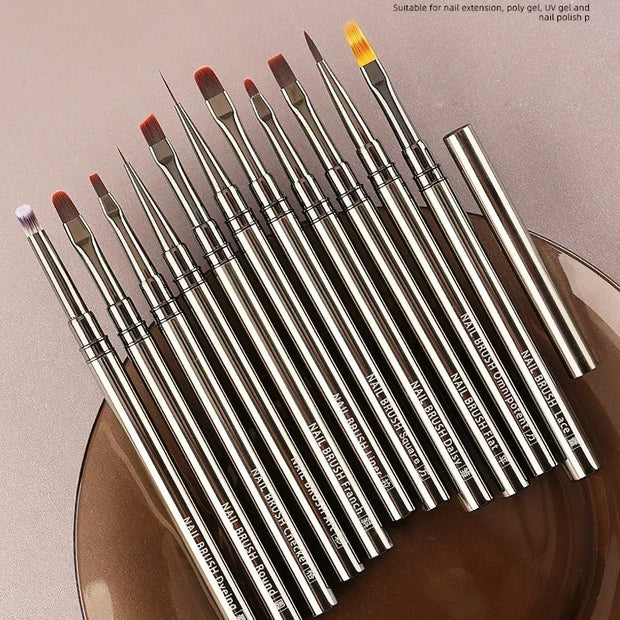Nails Art Brush Pen 3D Tips Pattern Phototherapy Acrylic UV Gel Extension Builder Coating Painting Liner Brushes Manicure Tools
